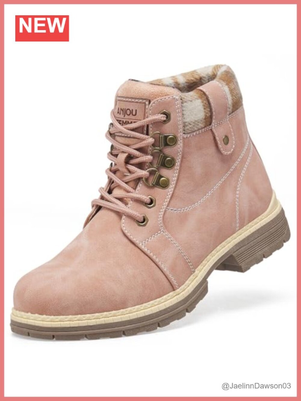 ANJOUFEMME Women's Waterproof Fur Lined Hiking Boots Ankle Snow Boots